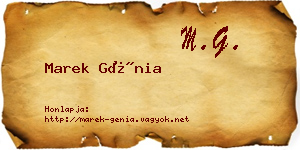 Marek Génia névjegykártya
